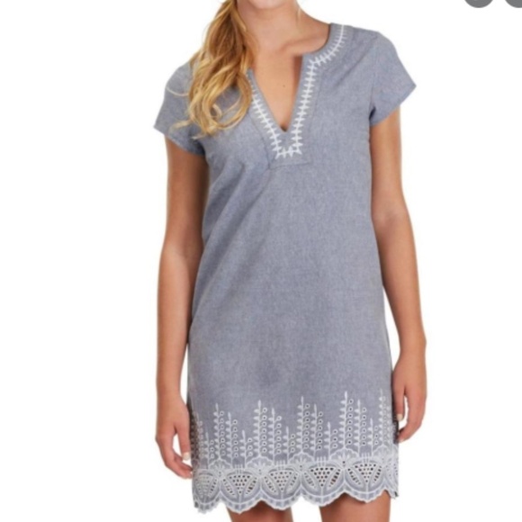 Mud Pie Dress Isle Chambray Shift - Picture 1 of 9